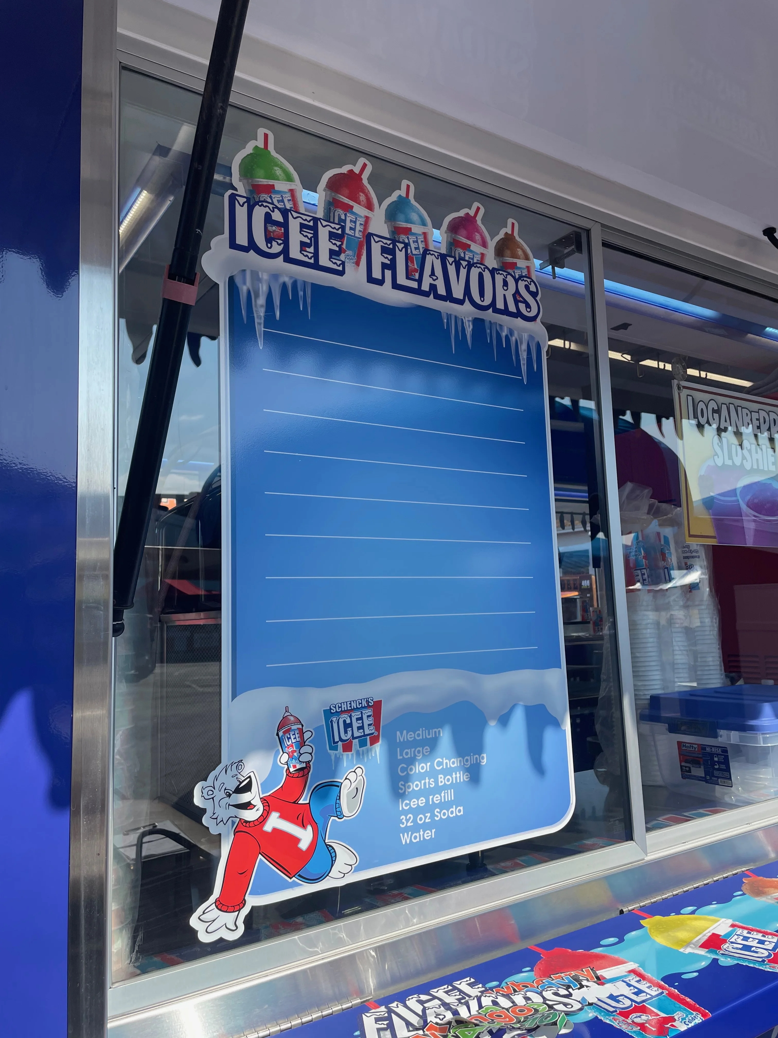 ICEE flavors promotional signage